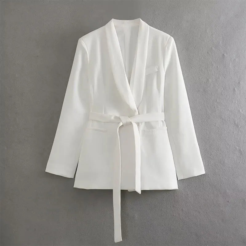 Solid Color Blazer with belts - Derslash