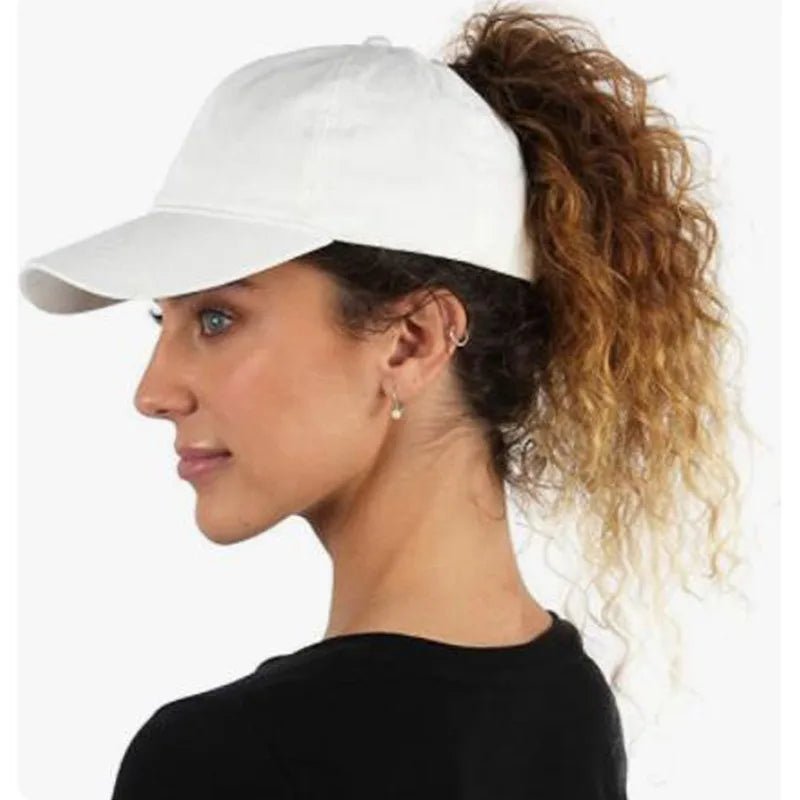 Solid High Ponytail Denim Baseball Caps - Derslash