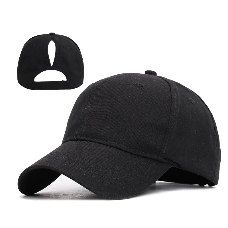 Solid High Ponytail Denim Baseball Caps - Derslash