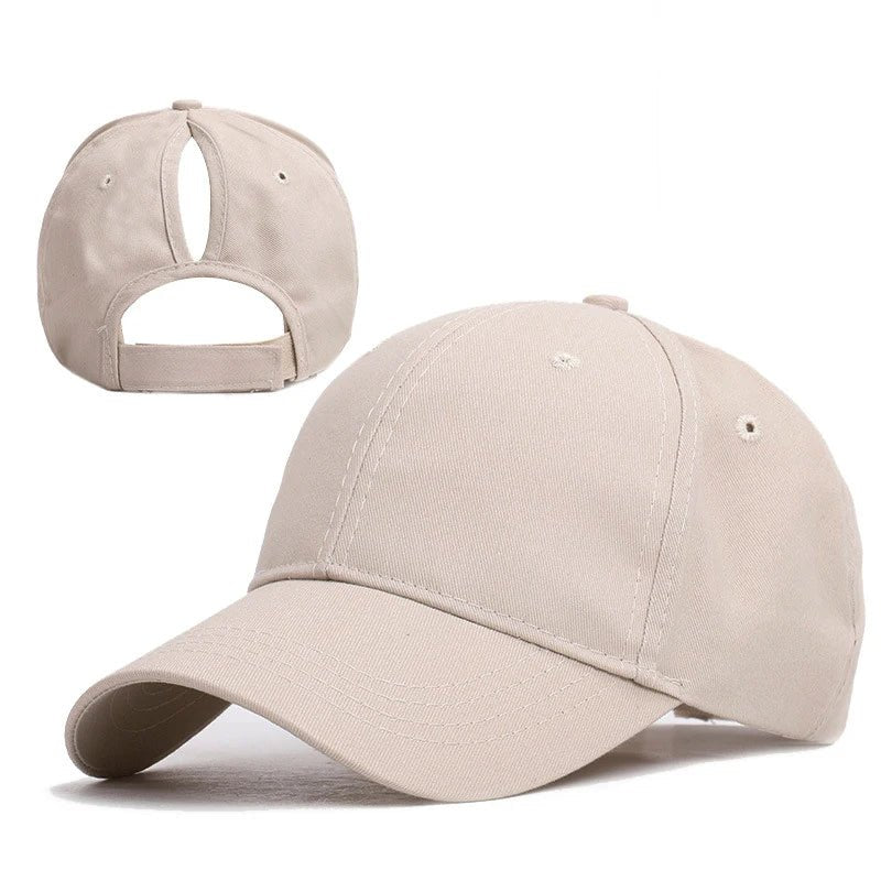 Solid High Ponytail Denim Baseball Caps - Derslash