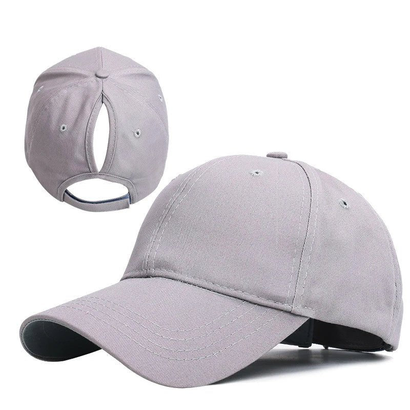 Solid High Ponytail Denim Baseball Caps - Derslash
