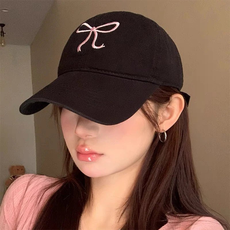 Sweet Bowknot Embroidery Baseball Hat For Women - Derslash