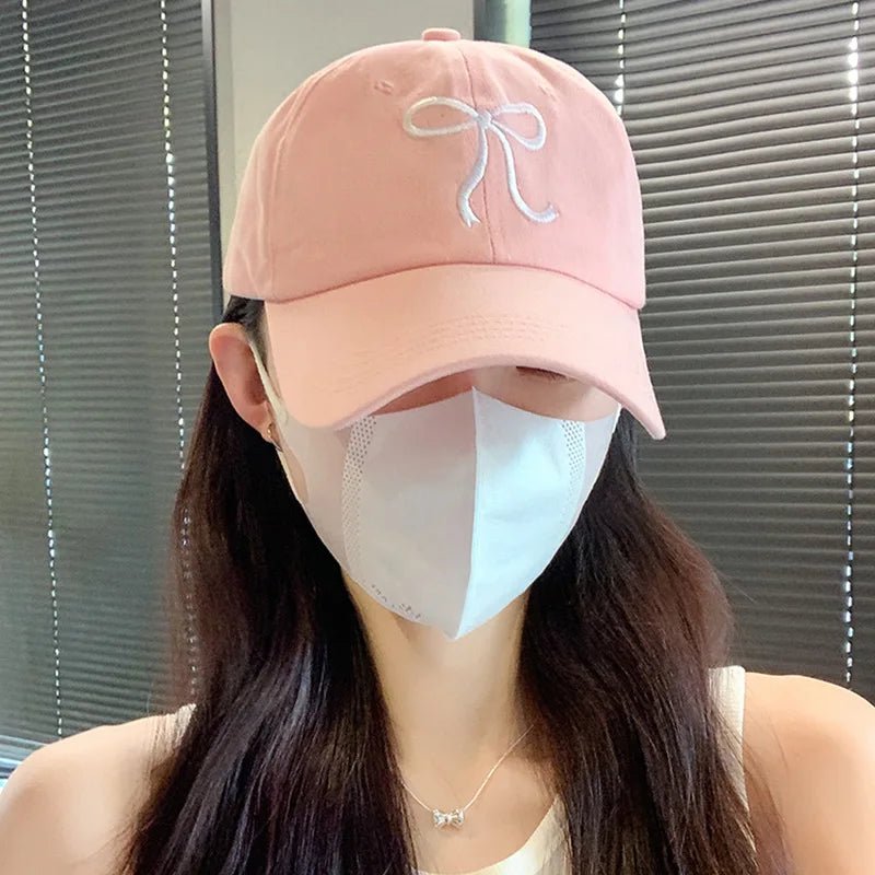 Sweet Bowknot Embroidery Baseball Hat For Women - Derslash