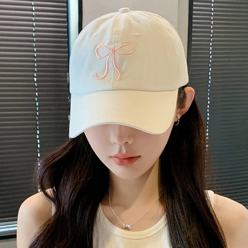 Sweet Bowknot Embroidery Baseball Hat For Women - Derslash