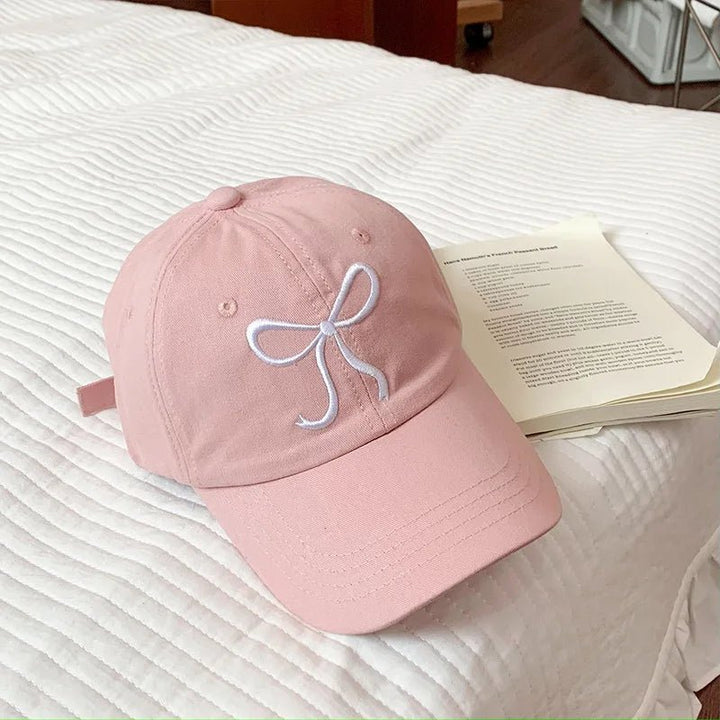 Sweet Bowknot Embroidery Baseball Hat For Women - Derslash