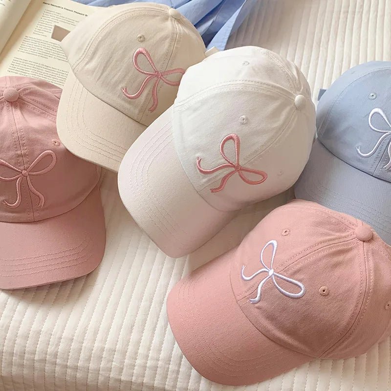 Sweet Bowknot Embroidery Baseball Hat For Women - Derslash