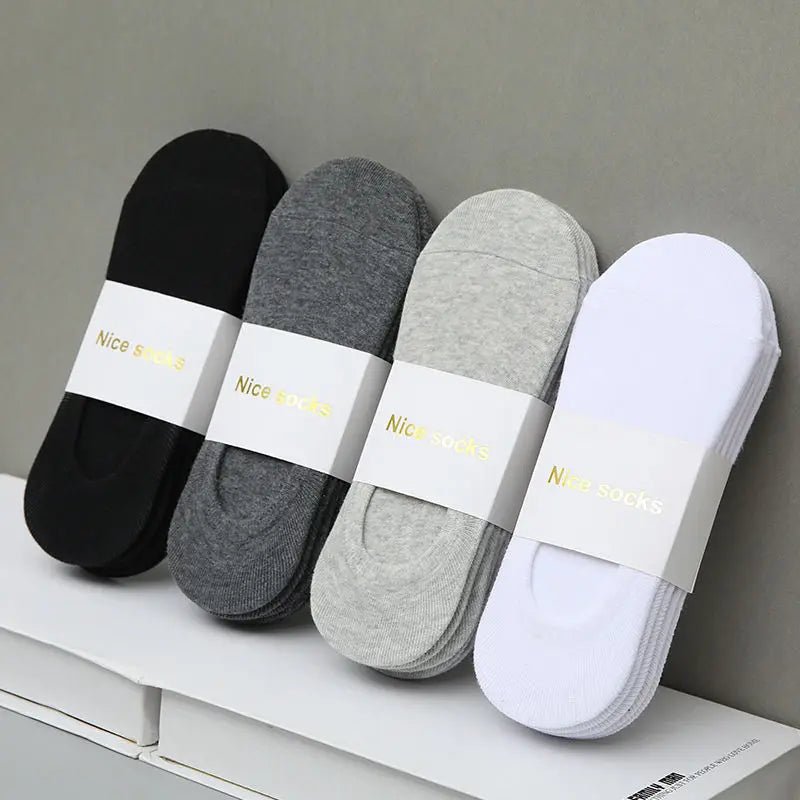 Unisex 5 Pairs of Solid Color Socks, Soft and Lightweight Ankle Socks - Derslash