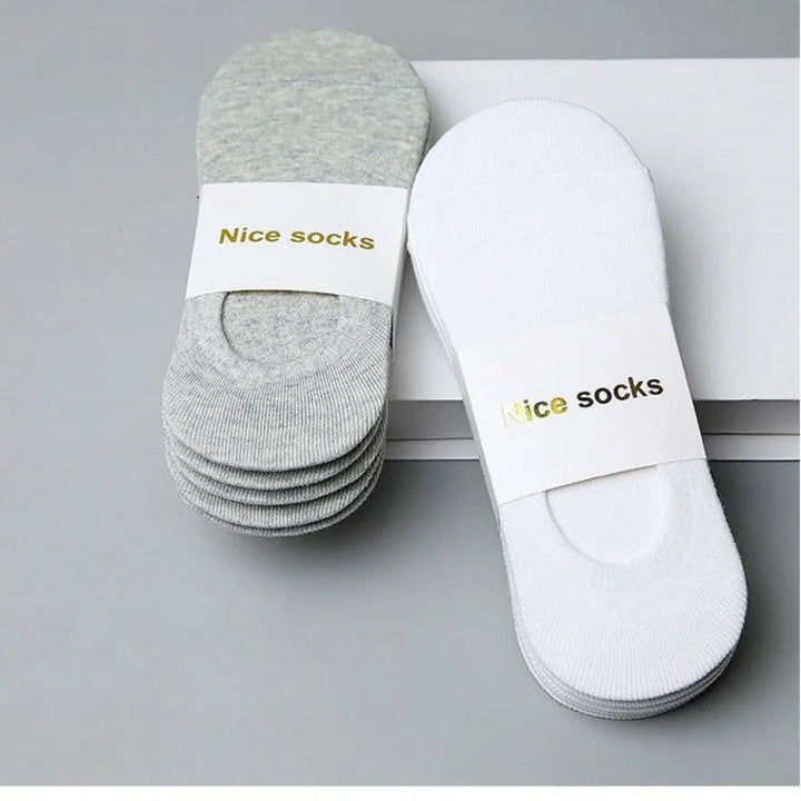 Unisex 5 Pairs of Solid Color Socks, Soft and Lightweight Ankle Socks - Derslash
