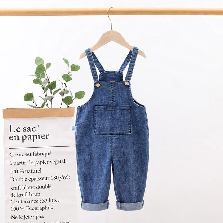 Unisex Denim Overalls: Loose Pocket Jumpsuit for Toddlers - Derslash