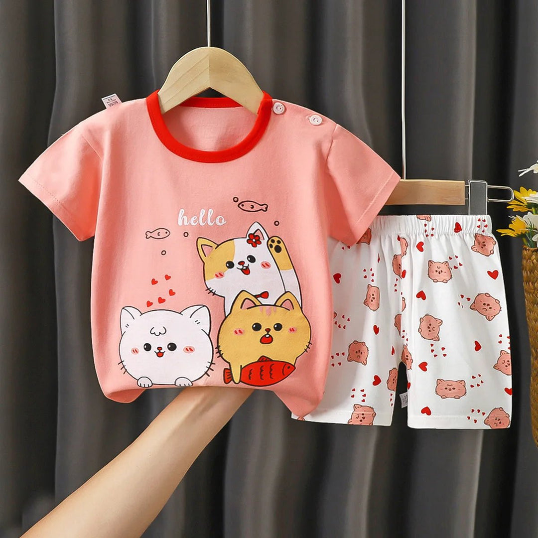 Unisex Pajamas T - Shirt Tops with Shorts - Derslash