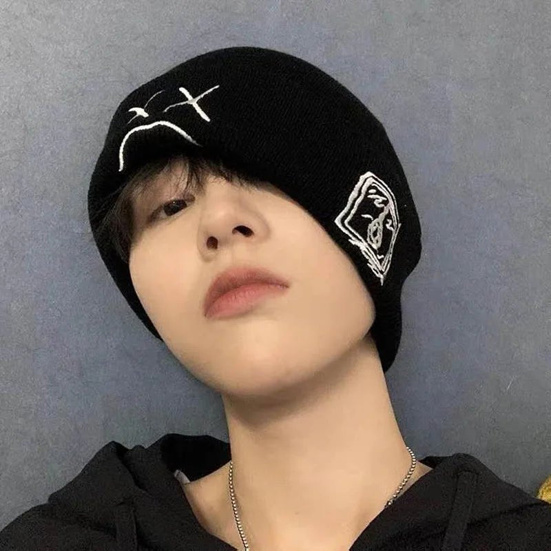 Unisex sad face expression Beanies - Derslash