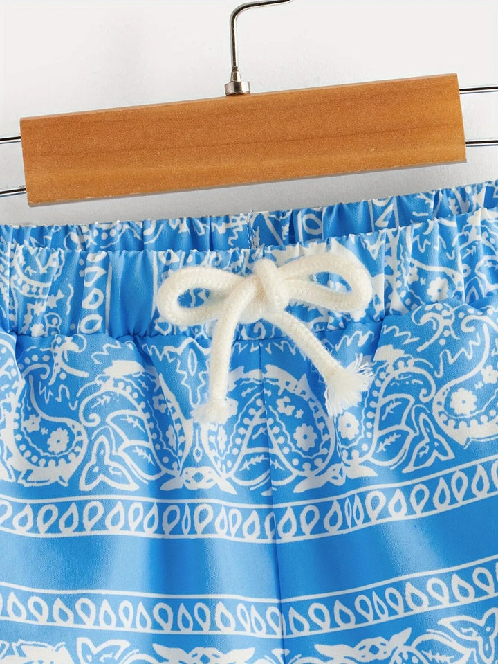 Unisex spring and summer cashew flower shorts - Derslash