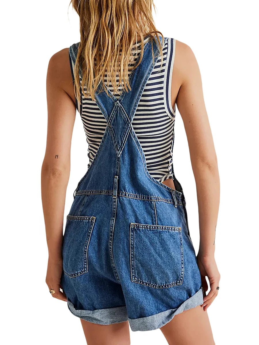 Women Denim Romper with Adjustable Straps. - Derslash