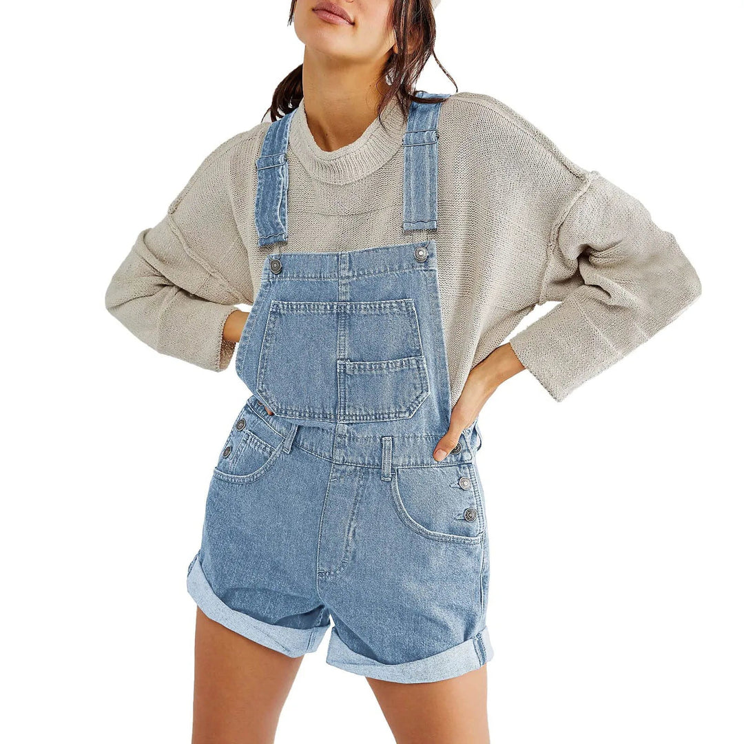 Women Denim Romper with Adjustable Straps. - Derslash