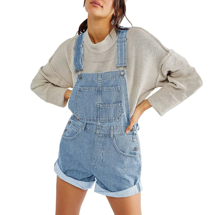 Women Denim Romper with Adjustable Straps. - Derslash