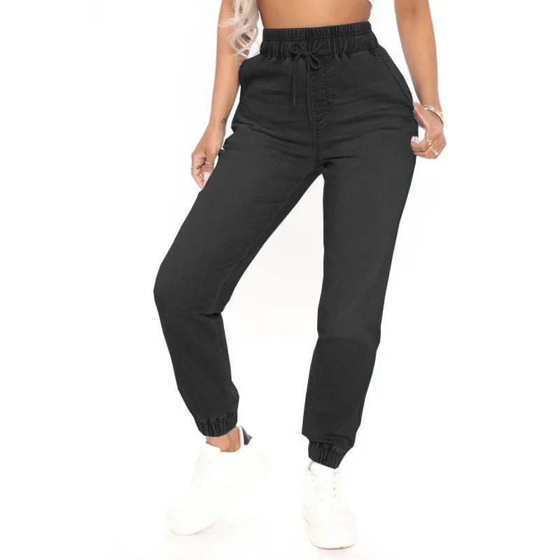 Women High Waisted Jean Joggers - Derslash