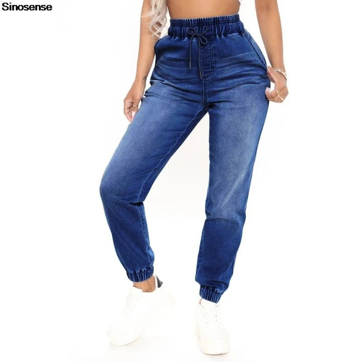 Women High Waisted Jean Joggers - Derslash