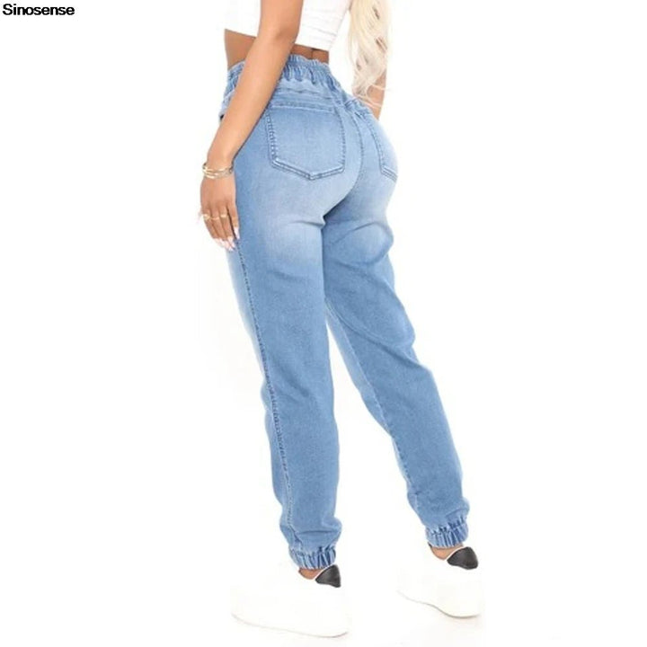 Women High Waisted Jean Joggers - Derslash