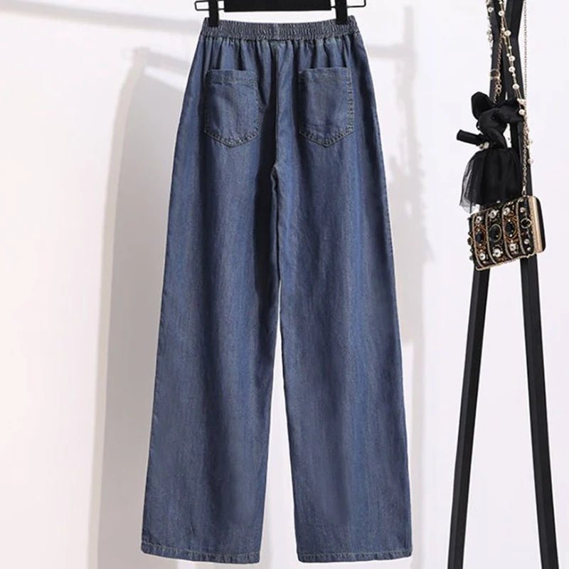 Women's Baggy Wide - Leg Jeans: Elastic High Waist, Summer Loose Fit - Derslash