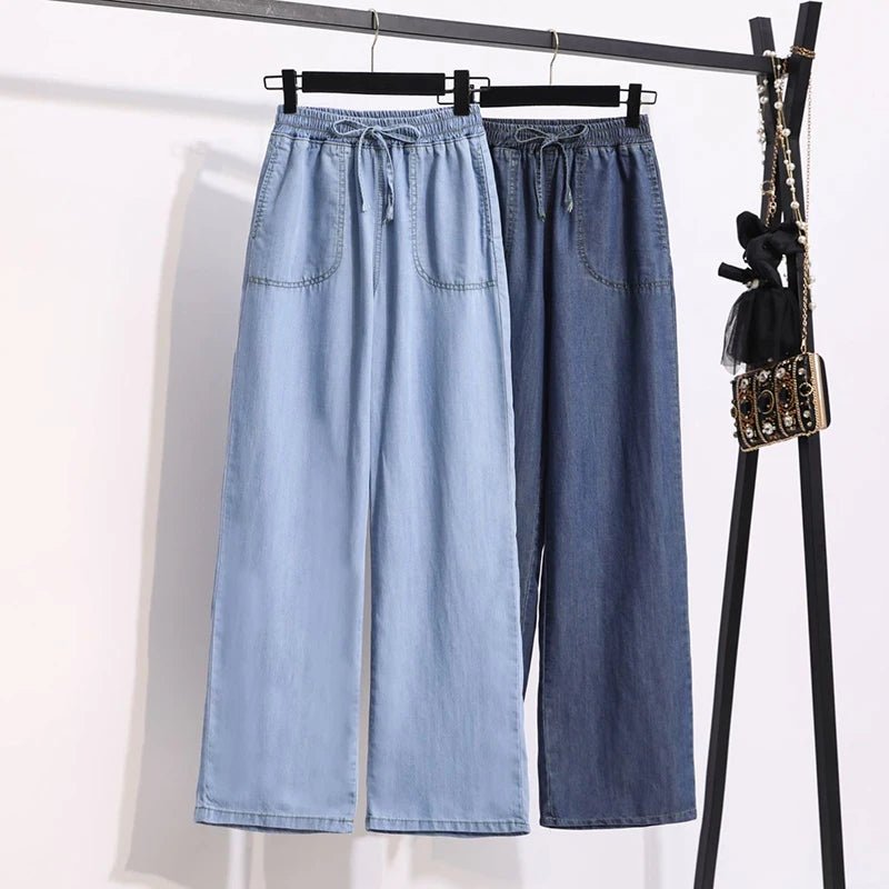 Women's Baggy Wide - Leg Jeans: Elastic High Waist, Summer Loose Fit - Derslash