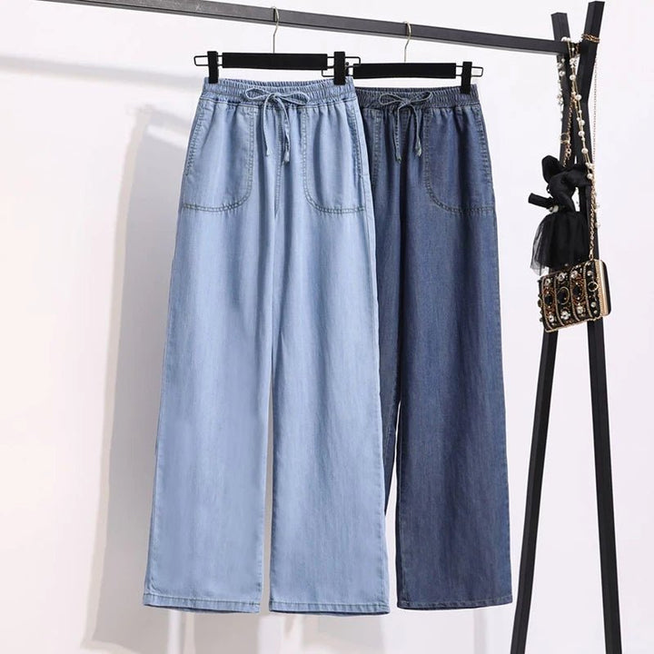 Women's Baggy Wide - Leg Jeans: Elastic High Waist, Summer Loose Fit - Derslash