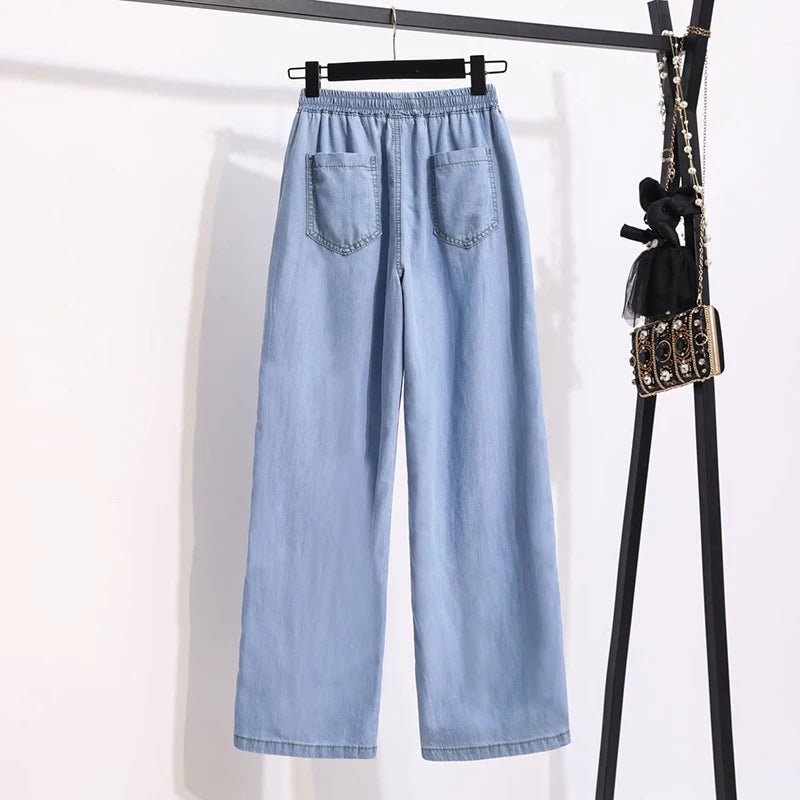 Women's Baggy Wide - Leg Jeans: Elastic High Waist, Summer Loose Fit - Derslash