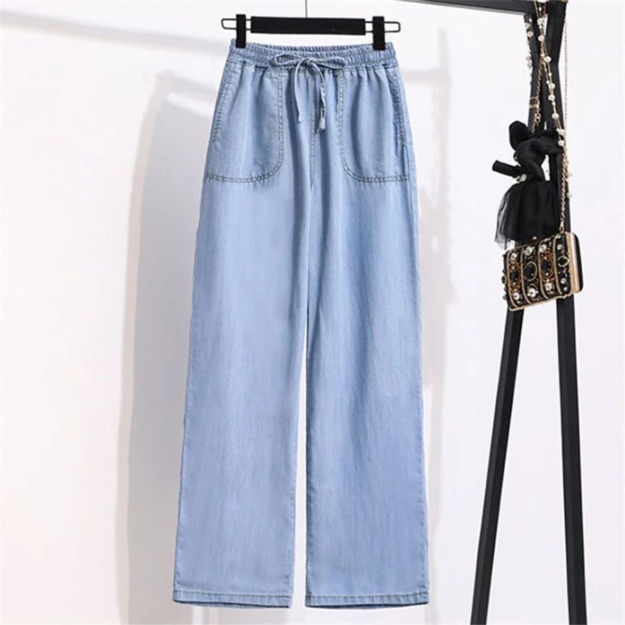 Women's Baggy Wide - Leg Jeans: Elastic High Waist, Summer Loose Fit - Derslash