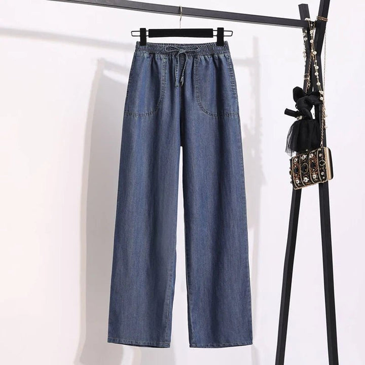 Women's Baggy Wide - Leg Jeans: Elastic High Waist, Summer Loose Fit - Derslash