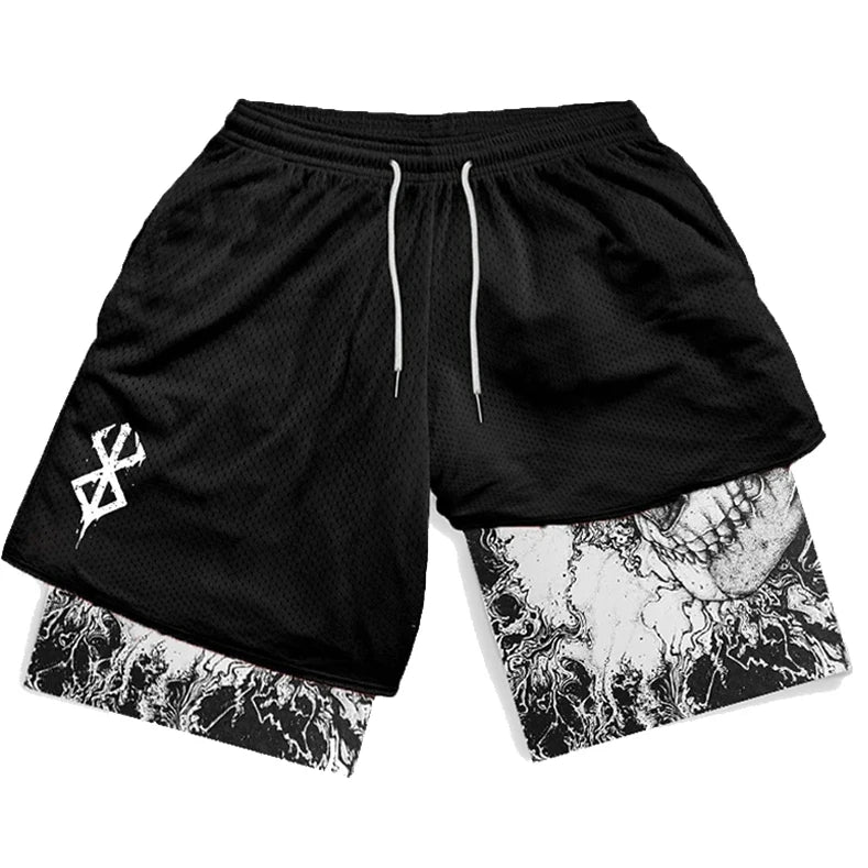 Y2K Anime Men Fitness Workout Track Shorts - Derslash