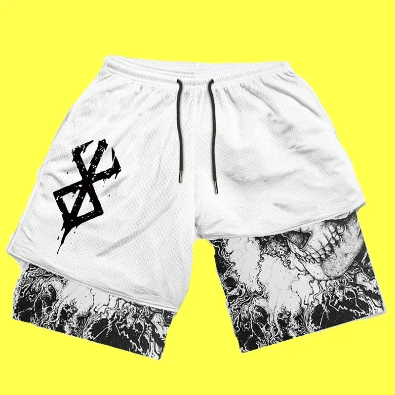 Y2K Anime Men Fitness Workout Track Shorts - Derslash