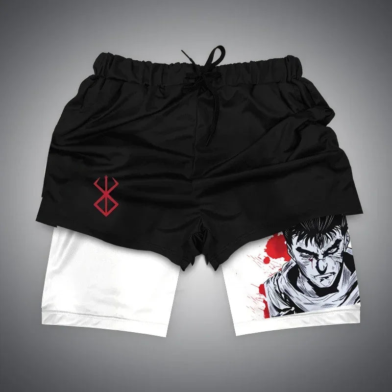 Y2K Anime Men Fitness Workout Track Shorts - Derslash
