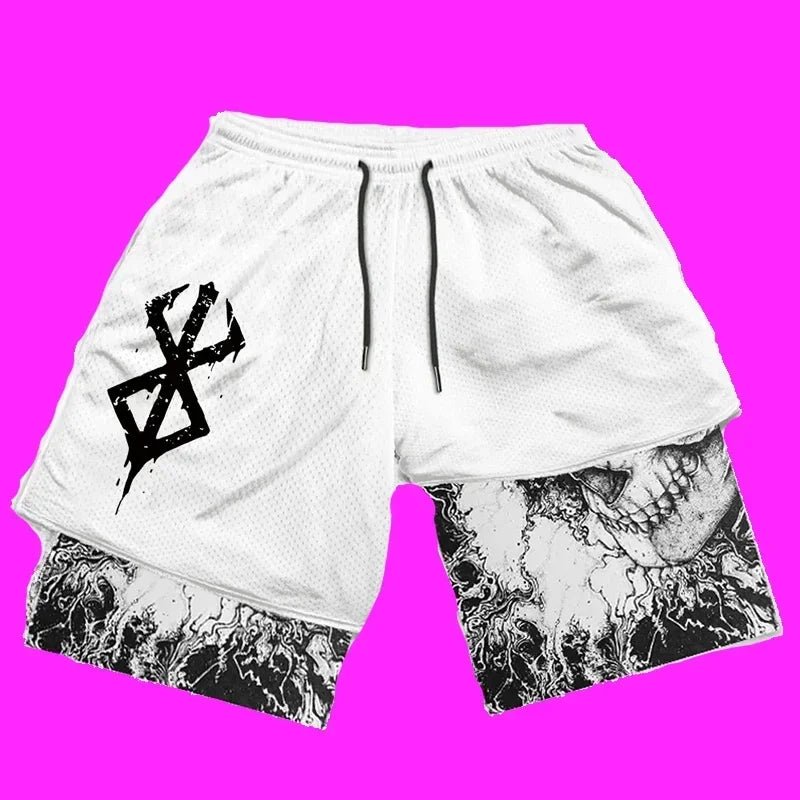 Y2K Anime Men Fitness Workout Track Shorts - Derslash