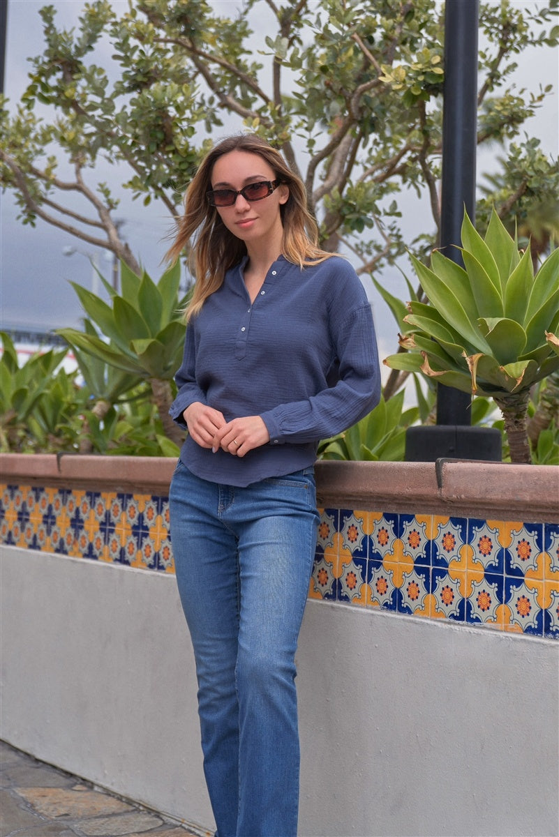 Mittelblaue Skinny Boot Jeans aus recyceltem Denim mit hoher Taille