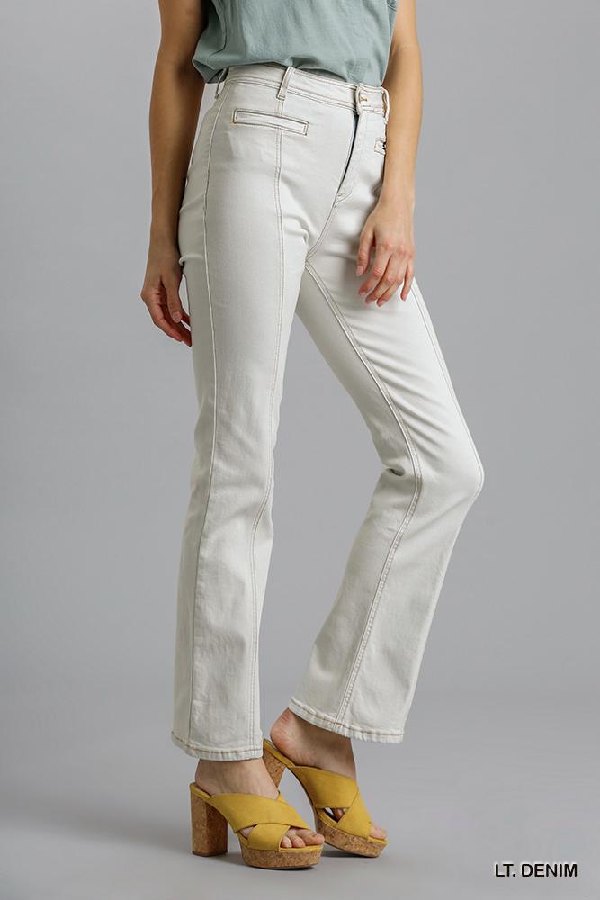Gerade geschnittene Panel-Jeans aus Denim mit Taschen