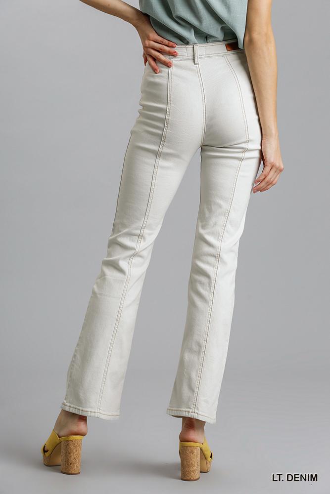 Gerade geschnittene Panel-Jeans aus Denim mit Taschen