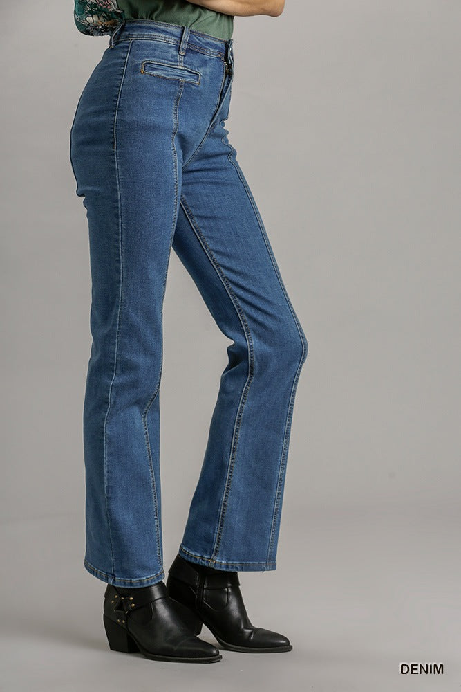 Gerade geschnittene Panel-Jeans aus Denim mit Taschen
