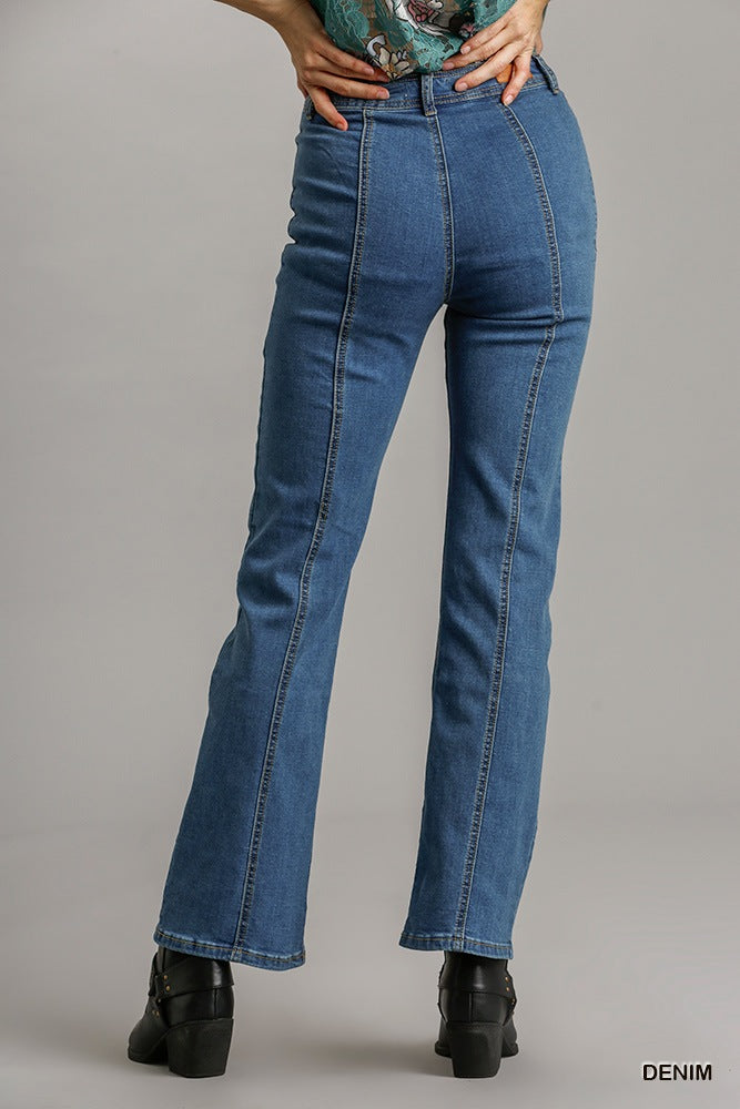 Gerade geschnittene Panel-Jeans aus Denim mit Taschen