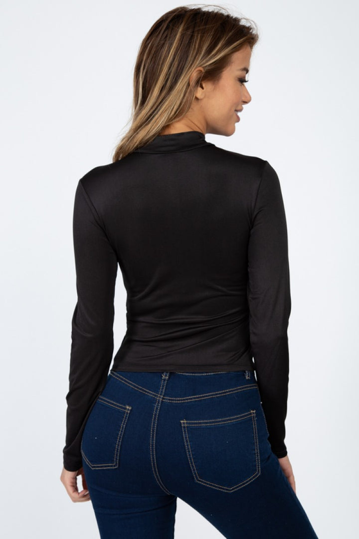 Crop-Top mit Stehkragen und Reißverschluss vorne