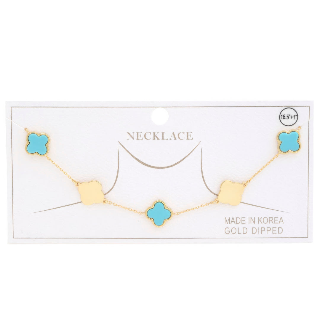 Kleeblatt Charm Station Gold getauchte Halskette