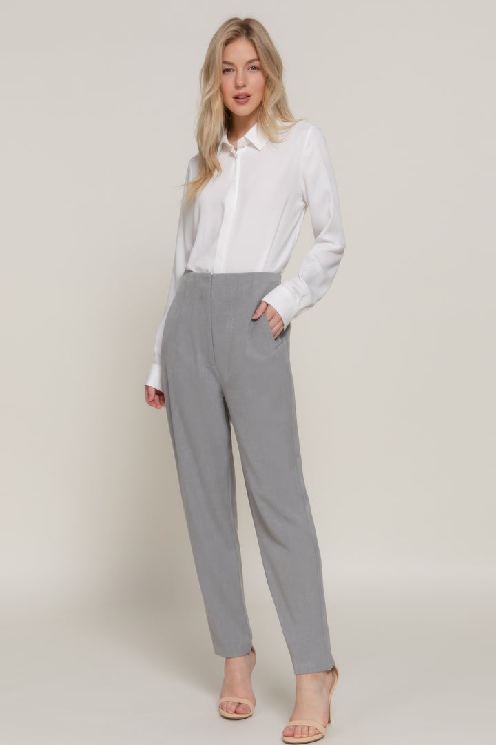 Lange Hose mit Biesendetail und hoher Taille