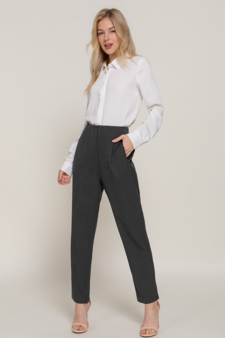 Lange Hose mit Biesendetail und hoher Taille