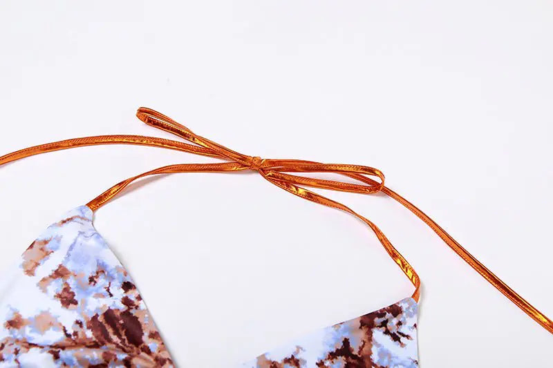 Mexican Sunrise Metallic Bikini-Überwurfrock-Set