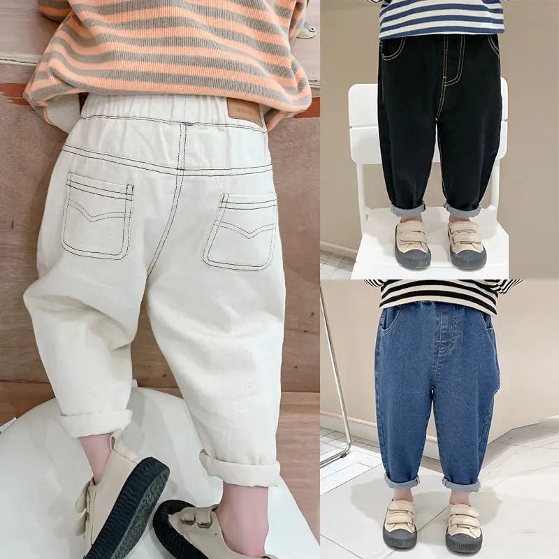 Baby Unisex Korean - Style Loose Jeans: Casual Solid Color Denim for 1 - 7 Years - Derslash