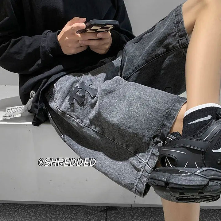 cross - print denim shorts - Derslash