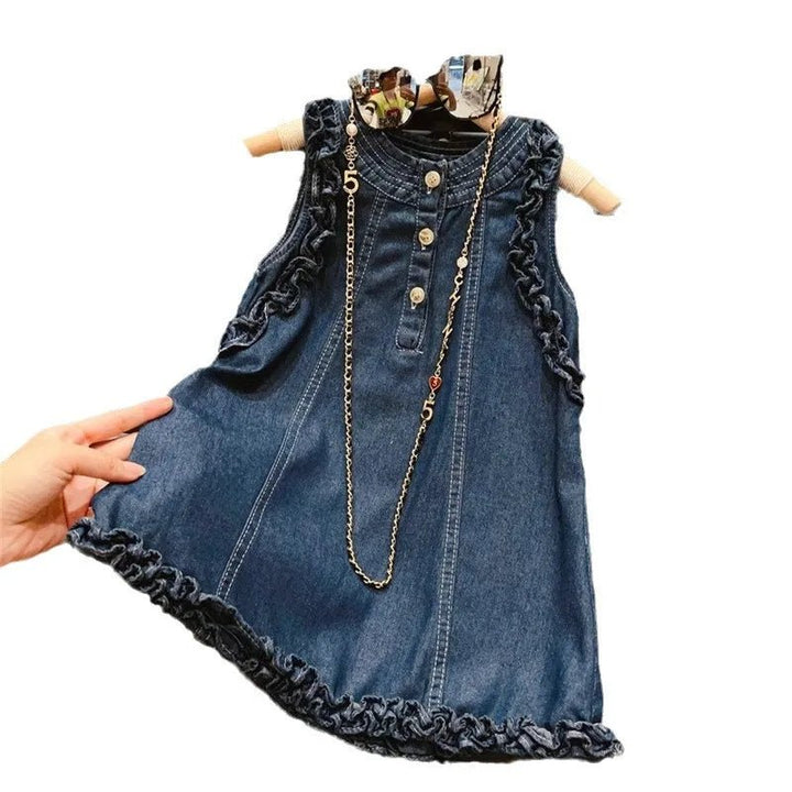 Denim Pleated Lace dress - Derslash