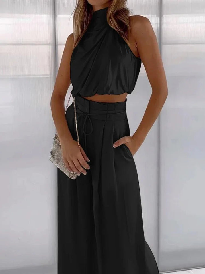 Drauuing Beige Two Piece Pants Sets - Derslash