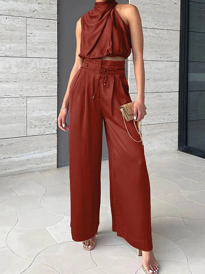 Drauuing Beige Two Piece Pants Sets - Derslash