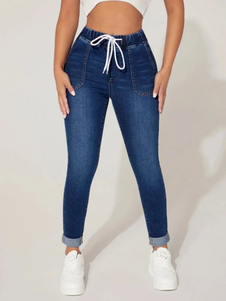 Elastic Skinny Slim Ankle - Length Denim Pencil Pants - Derslash