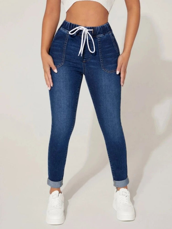 Elastic Skinny Slim Ankle - Length Denim Pencil Pants - Derslash