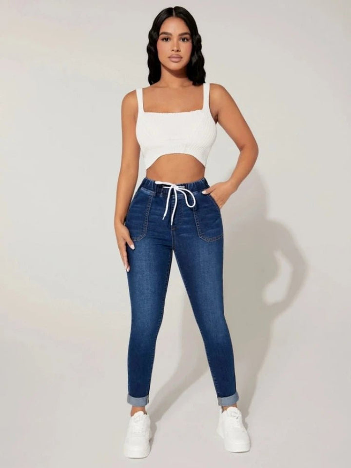 Elastic Skinny Slim Ankle - Length Denim Pencil Pants - Derslash